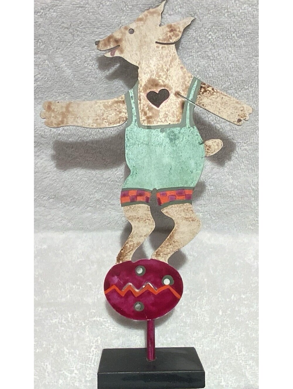 Rare Vintage J. Bomberger 98’ Whimsical Colorful 11.5”H Metal Sculpture